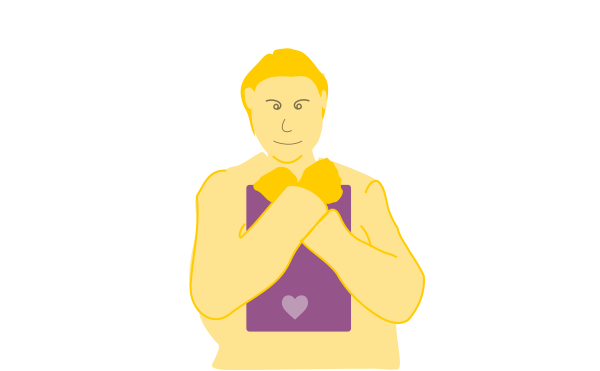 Illustration of person clutching a book to their chest.