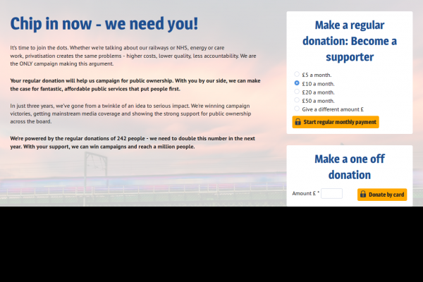 Screenshot of donation form.